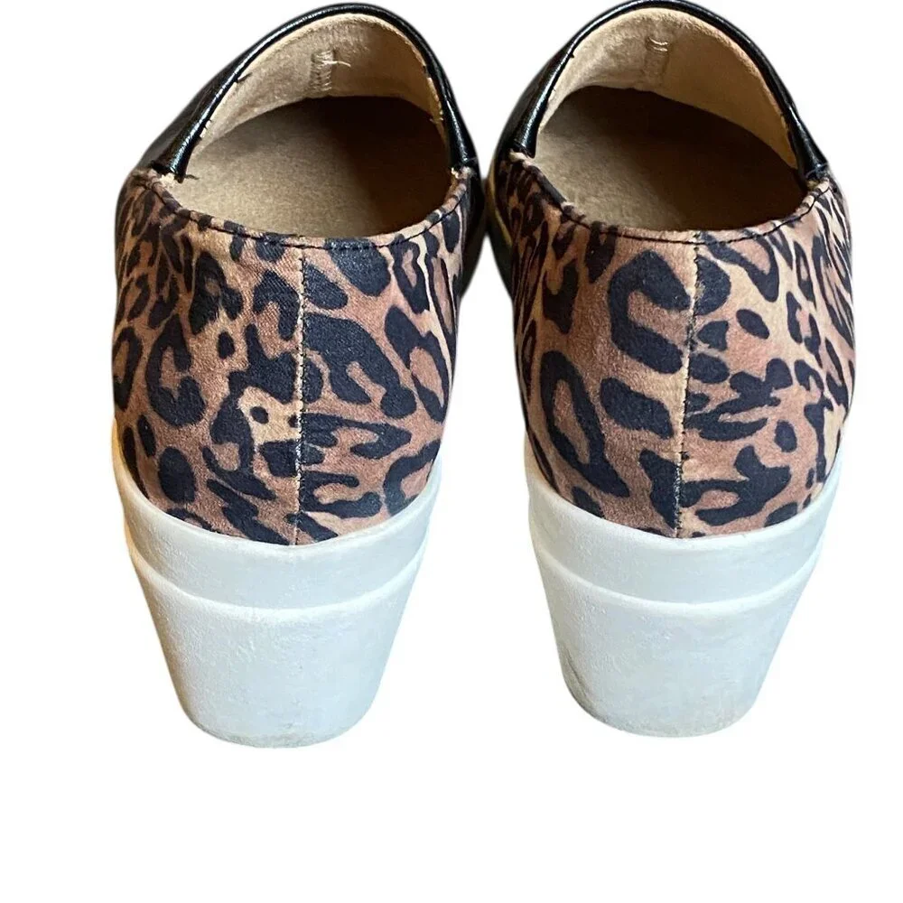 NATURALIZER Sandra Black Leopard Wedge Shoes Women 6-1/2M‎ #268M